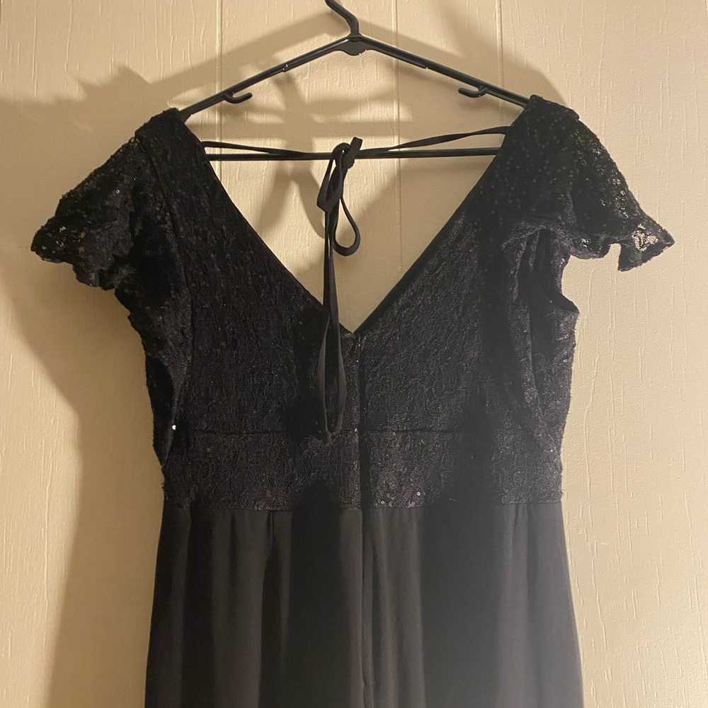 Chaps - Black Sequin Flutter Sleeve Jumpsuit - Si… - image 6